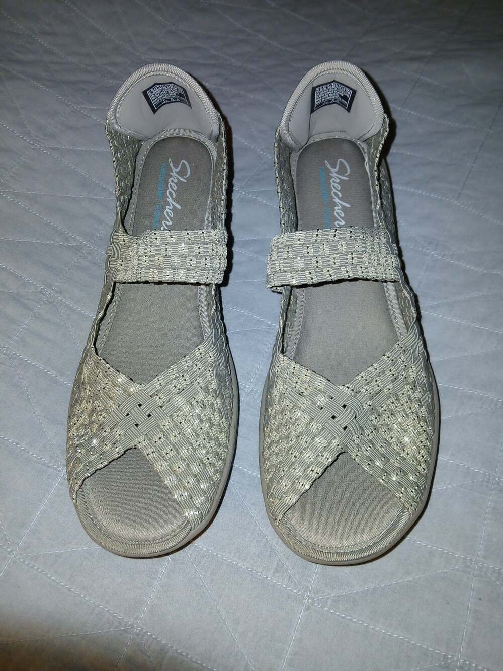 Skechers Women's Size 9.5 Memory Foam Woven Wedge Sandals